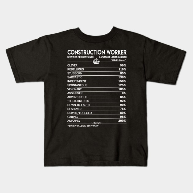 Construction Worker T Shirt - Daily Factors 2 Gift Item Tee Kids T-Shirt by Jolly358